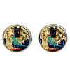 Picture Glass Stud Earrings EJEW-O088-67-1
