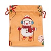Christmas Theme Rectangle Cloth Bags with Jute Cord ABAG-P008-01D-2