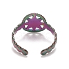 Rainbow Color Ion Plating (IP) 304 Stainless Steel Open Cuff Rings RJEW-A005-27MC-3