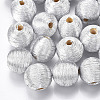 Wood Beads Covered with Polyester Cord Wire WOVE-S117-16mm-06-2