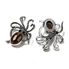 Natural Tiger Eye Octopus Brooch G-Z050-01F-2