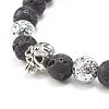 Natural Lava Rock Round Beads Essential Oil Anxiety Aromatherapy Bracelets X1-BJEW-JB06921-10