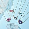 Electroplate Natural Druzy Geode Agate Pendant Necklaces for Women NJEW-JN04730-2