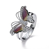 100Pcs Butterfly Adjustable Mood Ring RJEW-B029-06-3