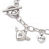 Brass Love Heart Charm Bracelet with Iron Oval Link Chains BJEW-JB10172-3
