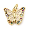 Rack Plating Brass Micro Pave Cubic Zirconia with Enamel Charms KK-Q814-23G-01-1