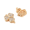 Brass Pave Clear Cubic Zirconia Connector Charms KK-B100-027G-2