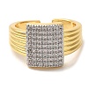 Rack Plating Brass Micro Pave Clear Cubic Zirconia Cuff Rings for Women RJEW-G325-13I-GP-2