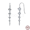 Rhodium Plated 925 Sterling Silver Teardrop Tassel Dangle Earrings for Women EJEW-P231-44P-1