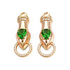 Brass Clear & Green Cubic Zirconia Connector Charms KK-N216-356LG-1