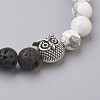 Natural Lava Rock Beads and Natural Howlite Beads Stretch Bracelets BJEW-JB03851-07-2