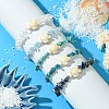 5Pcs 5 Styles Natural Quartz Crystal & Lapis Lazuli & Apatite & Aquamarine & Synthetic Turquoise Chip Beaded Stretch Bracelet Sets BJEW-JB10840-3