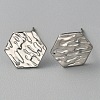 304 Stainless Steel Textured Geometry Stud Earrings Findings with Hole STAS-WH0027-54F-2