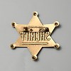 Iron Star with Word Sheriff Brooch Pin for Costume Accessories JEWB-WH0028-26AG-2