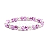 Acrylic Heart & Glass Pearl Beaded Stretch Bracelet for Women BJEW-JB08393-4