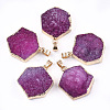 Electroplate Natural Druzy Agate Pendants G-T112-21A-1
