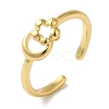 Moon & Flower Rack Plating Brass Open Cuff Finger Rings for Women RJEW-L123-011G-1