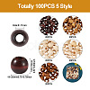 Craftdady 100Pcs 5 Style Pine Wood Beads WOOD-CD0001-17-3