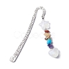 Chakra Gemstone Chip Beaded Pendant Bookmark with Glitter Acrylic Star & Heart AJEW-JK00257-1