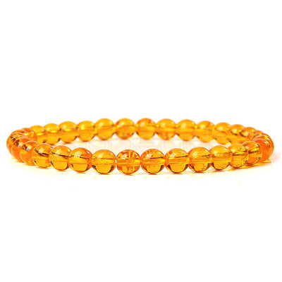 Natural Amber Round Beaded Stretch Bracelet SF8562-17-1