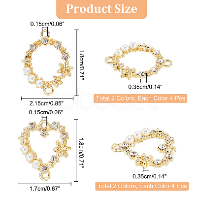 ARRICRAFT 16Pcs 4 Style Alloy Crystal Rhinestone Links FIND-AR0001-87-1