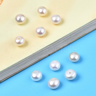 Half Drilled Natural Cultured Freshwater Pearl Beads PEAR-N020-02A-1