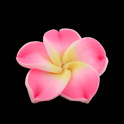 Handmade Polymer Clay 3D Flower Plumeria Beads X-CLAY-Q192-30mm-10-1