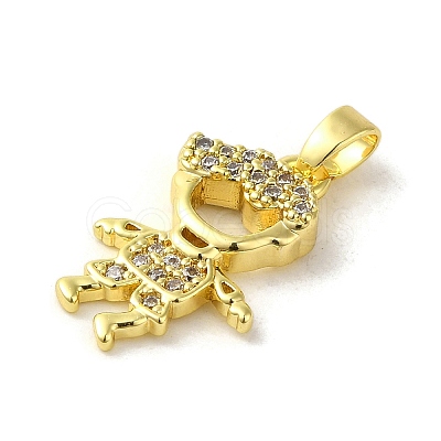 Rack Plating Brass Micro Pave CLear Cubic Zirconia Pendants KK-C053-08G-1