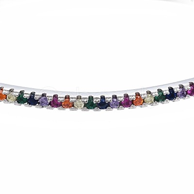 Colorful Cubic Zirconia Classic Tennis Bangle BJEW-S141-04P-NF-1