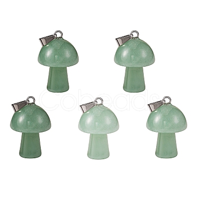 5Pcs Natural Green Aventurine Pendants G-SZ00001-87C-1