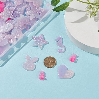 PandaHall Elite 60Pcs 5 Style Opaque Resin Cabochons CRES-PH0003-40-1