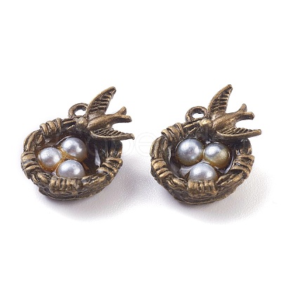 Antique Bronze Plated Light Grey Pearl Alloy Pendants PALLOY-Z001-01-1