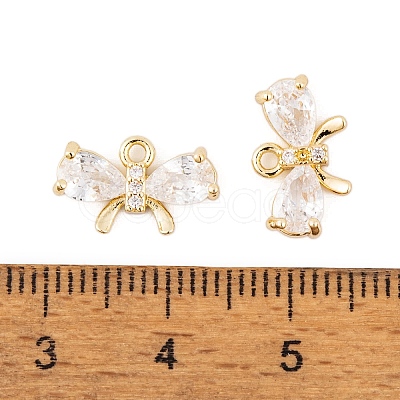 Brass Micro Pave Clear Cubic Zirconia Charms KK-L212-15G-1