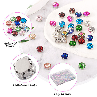 Cheriswelry 180Pcs 12 Colors Sew on Rhinestone DIY-CW0001-39-1