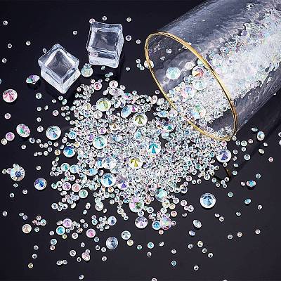 PANDAHALL ELITE 5 Style Resin Rhinestone Cabochons RESI-PH0001-53B-1