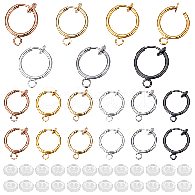 PandaHall Elite 36Pcs 6 Colors Brass Clip-on Earring Findings FIND-PH0006-40-1