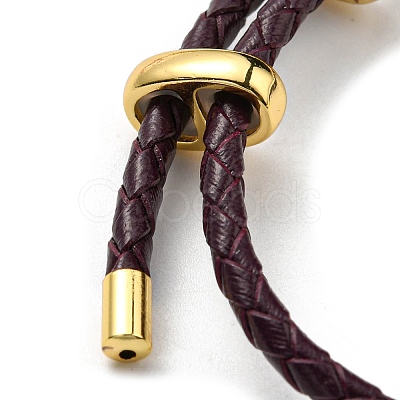 Brass Column Bar Link Bracelet with Leather Cords BJEW-G675-05G-08-1