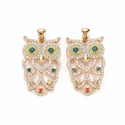 Brass Micro Pave Colorful Cubic Zirconia Pendants KK-S356-706-1