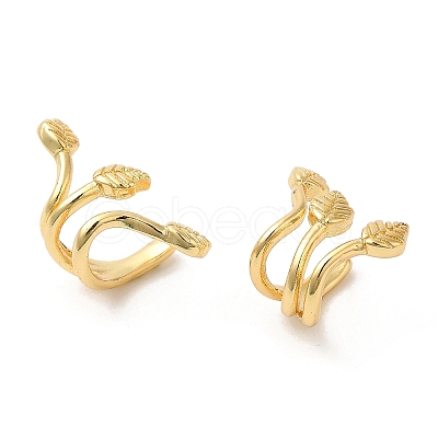 Rack Plating Brass Leaf Asymmetrical Earrings EJEW-D061-41G-1