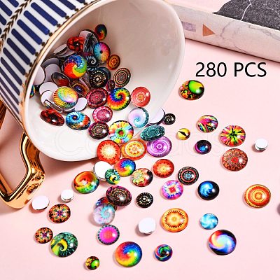 280Pcs 4 Styles Flat Back Glass Cabochons sgGGLA-SZ0001-32-1