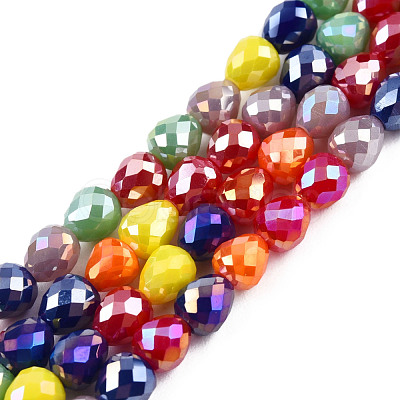 Electroplate Opaque Solid Color Glass Beads Strands EGLA-N022-26A-04-1