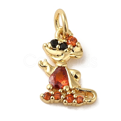 Brass Micro Pave Red Cubic Zirconia Pendants KK-R162-020B-G-1