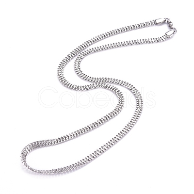 Non-Tarnish Men's 304 Stainless Steel Diamond Cut Cuban Link Chain Necklaces NJEW-G340-11P-1