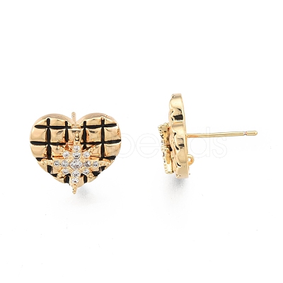 Brass Clear Cubic Zirconia Stud Earring Findings EJEW-N012-55-1