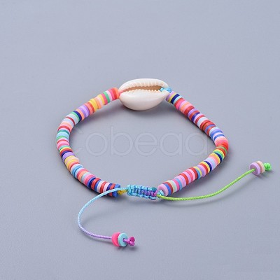 Handmade Polymer Clay Heishi Beads Braided Bracelets BJEW-JB04318-05-1