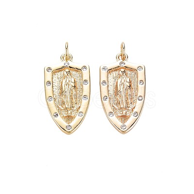 Brass Micro Pave Clear Cubic Zirconia Pendants KK-S356-723-1