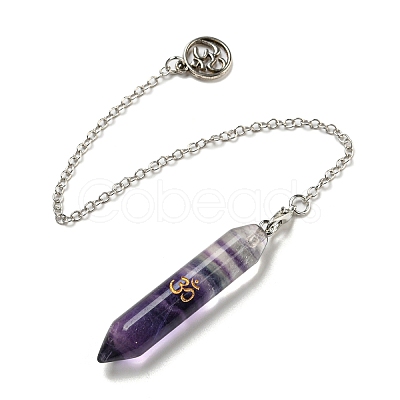 Bullet Natural Fluorite Pointed Dowsing Pendulums AJEW-B106-01AS-02-1