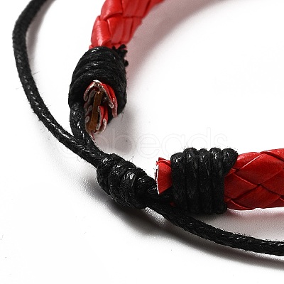 PU Imitation Leather Braided Cord Bracelets for Women BJEW-M290-01A-1