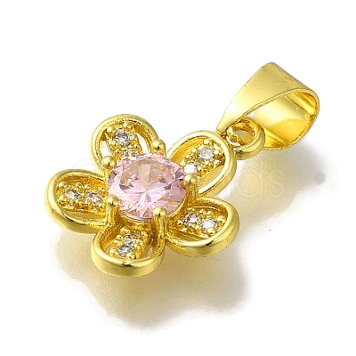 Flower Rack Plating Brass Micro Pave Cubic Zirconia Pendant KK-H485-01G-05-1