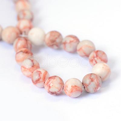 Natural Red Netstone Round Bead Strands G-E334-8mm-06-1